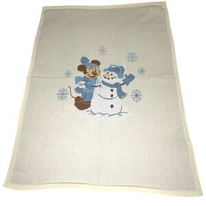 Disney Baby Organic Cotton Blanket | Cream Blue Mickey Snowman